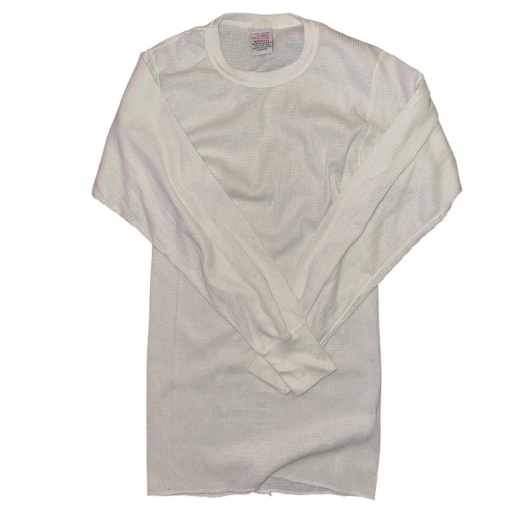 Vintage J.E. Morgan Thermax Waffle Knit Thermal Top Mens Large White Made in USA